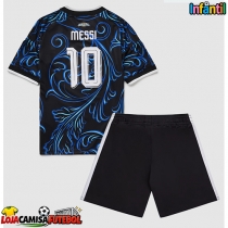 Camisa de Futebol Argentina Lionel Messi #10 Equipamento Secundário Infantil Mundo 2026 Manga Curta (+ Calças curtas)
